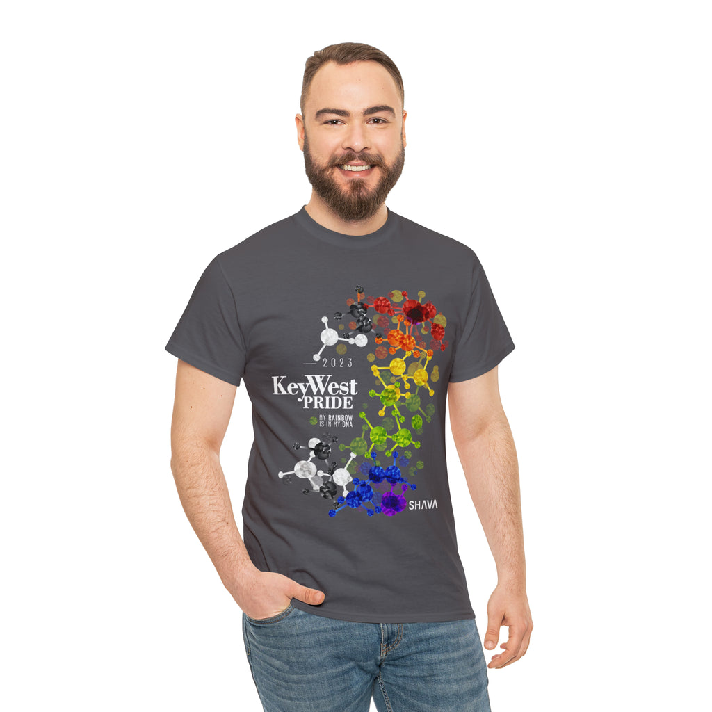 SHAVA CO Straight Ally Flag 2023 Pride, Key West Unisex Heavy Cotton Tee - My Rainbow Is In My DNA Printify