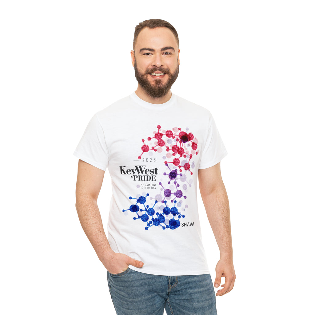 SHAVA CO Bisexual Flag 2023 Pride, Key West Unisex Heavy Cotton Tee - My Rainbow Is In My DNA Printify