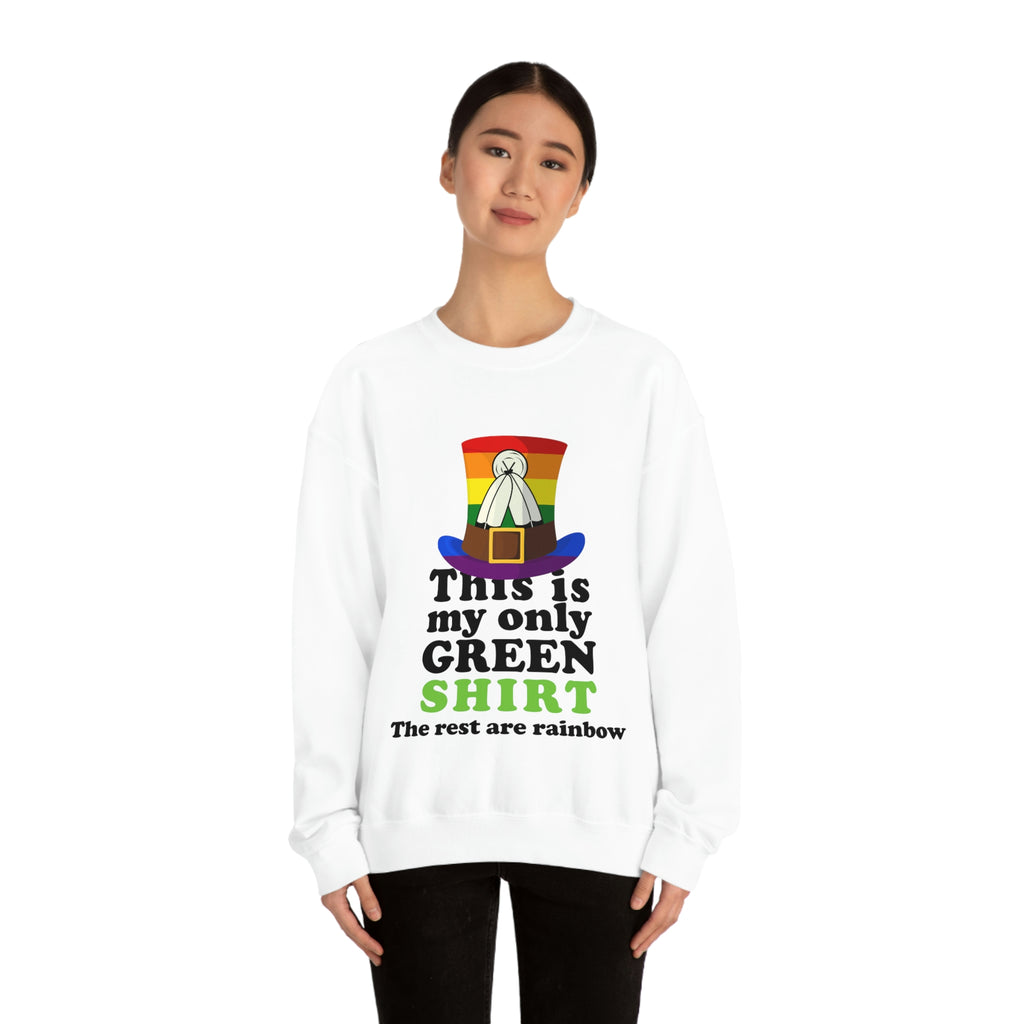 Two Spirit Flag Heavy Blend Crewneck Sweatshirt St. Patricks Day Unisex Size - This Is My Only Green Shirt Printify