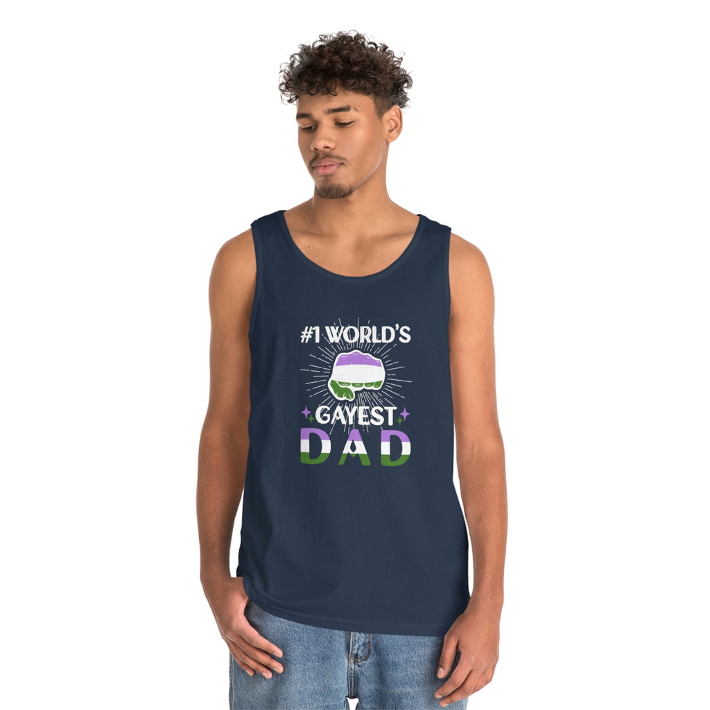 Genderqueer Pride Flag Heavy Cotton Tank Top Unisex Size - #1 World's Gayest Dad Printify