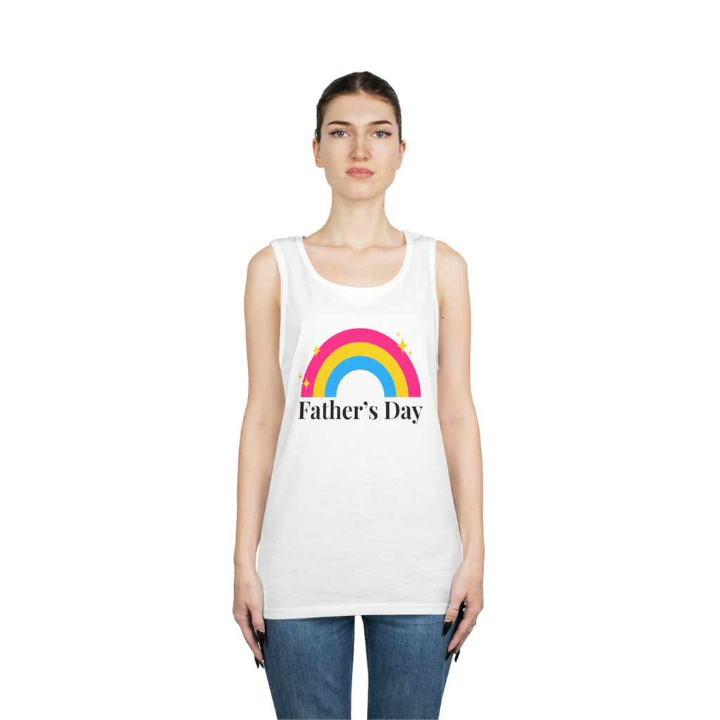 Pansexual Pride Flag Heavy Cotton Tank Top Unisex Size - Father's Day Printify