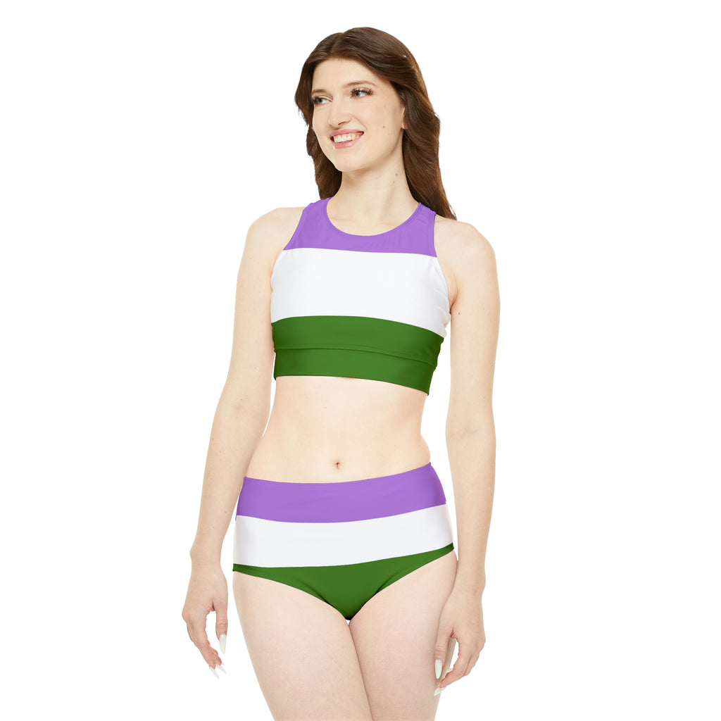 Genderqueer Pride Flag Sporty Bikini Set SHAVA CO