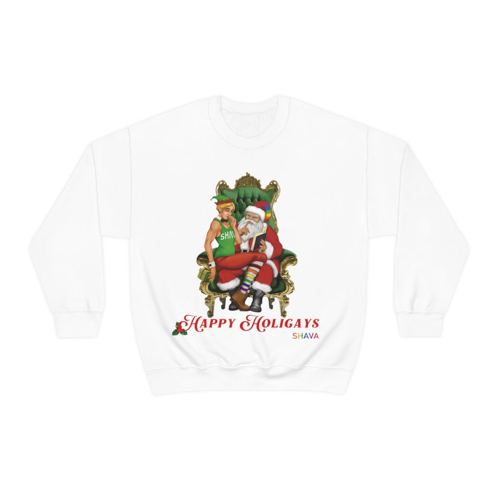 Unisex Holigays Christmas LGBTQ Heavy Blend Crewneck Sweatshirt - Holigay (White) Printify