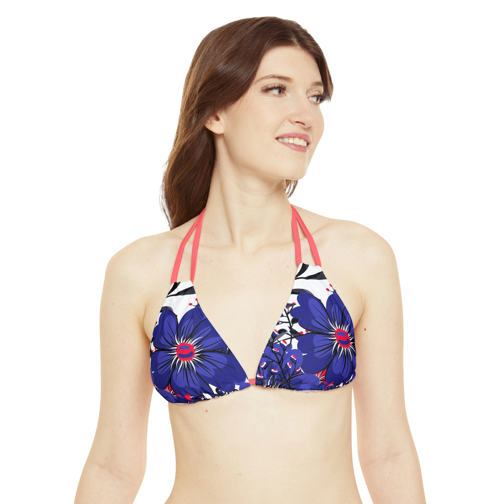 Leather Pride Flag Floral Strappy Triangle Bikini Top SHAVA CO