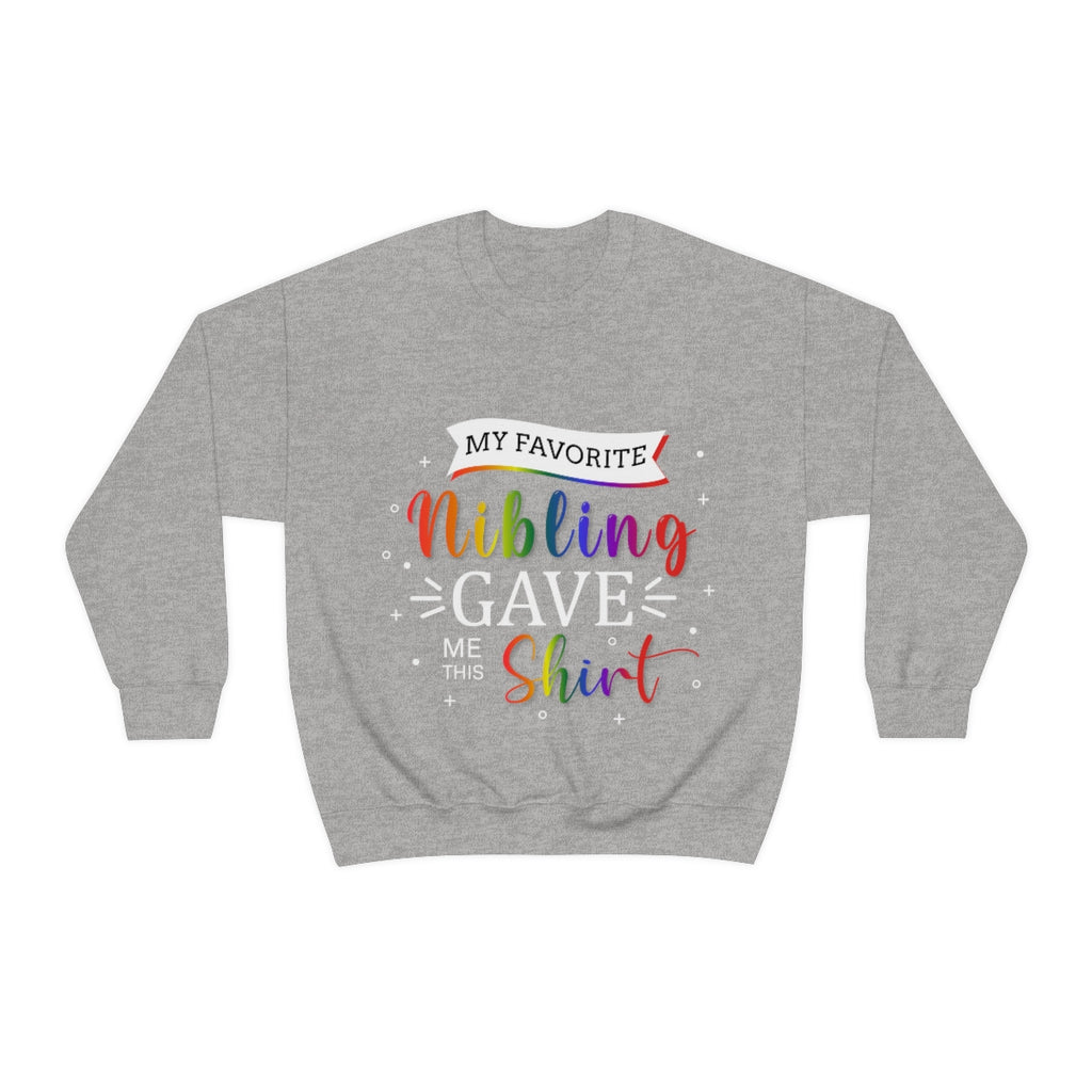 Unisex Christmas LGBTQ Heavy Crewneck Blend Sweatshirt - My Favorite Nibling Gave Me This Shirt Printify