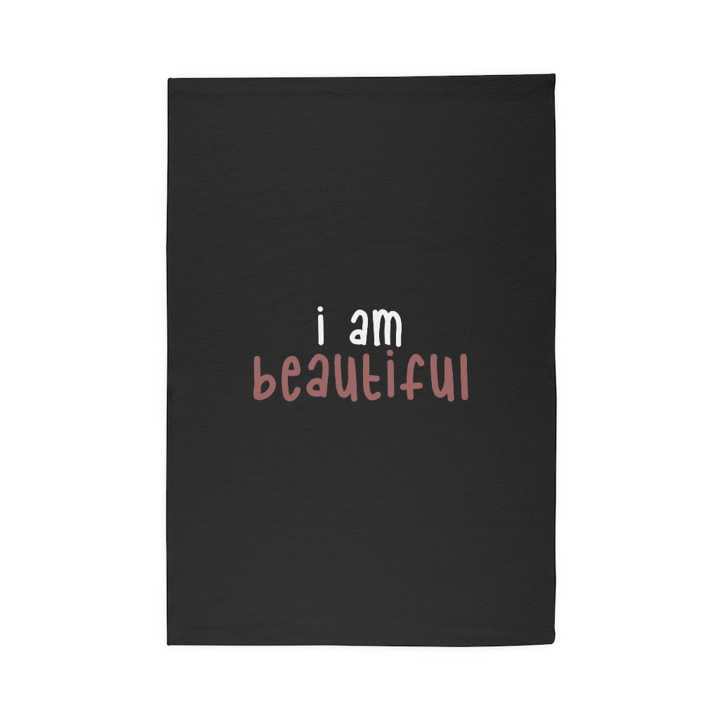 Affirmation Feminist pro choice Dobby Rug - I am beautiful black Printify