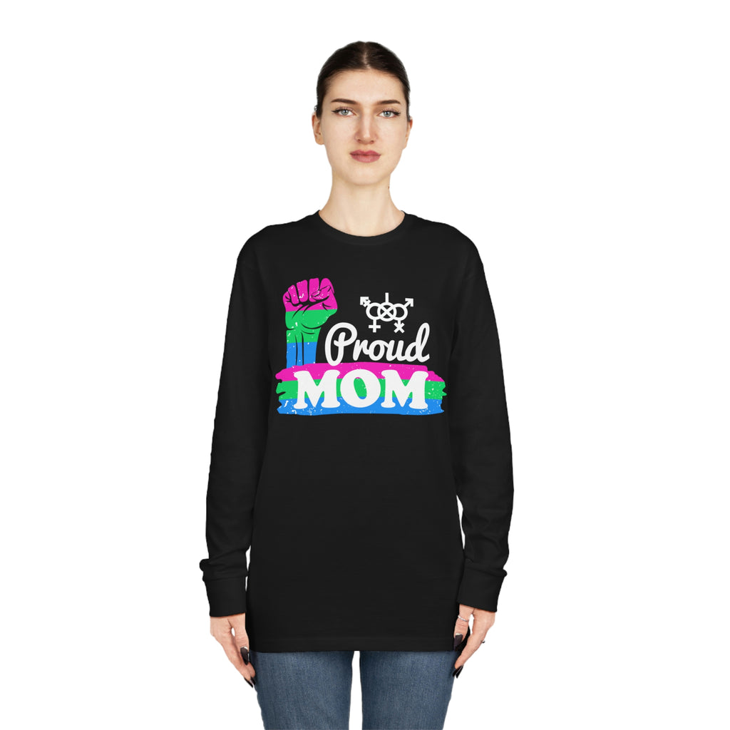 Pansexual Flag Long Sleeve Crewneck Tee - Proud Mom Printify