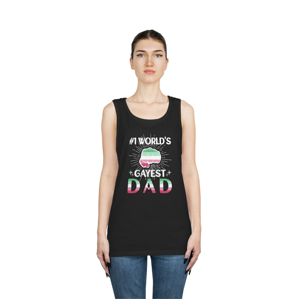 Abrosexual Pride Flag Heavy Cotton Tank Top Unisex Size - #1 World's Gayest Dad Printify