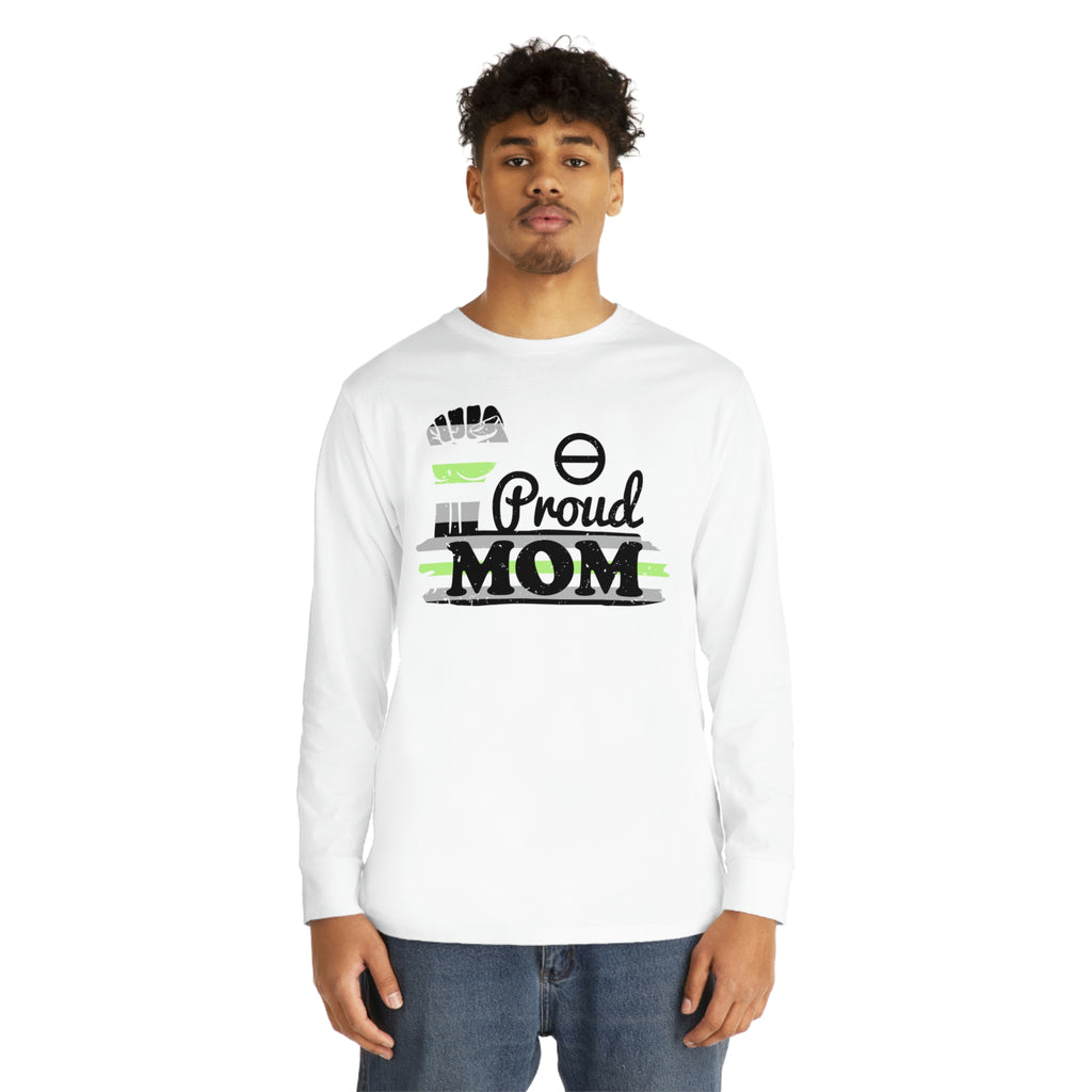 Agender Flag Long Sleeve Crewneck Tee - Proud Mom Printify