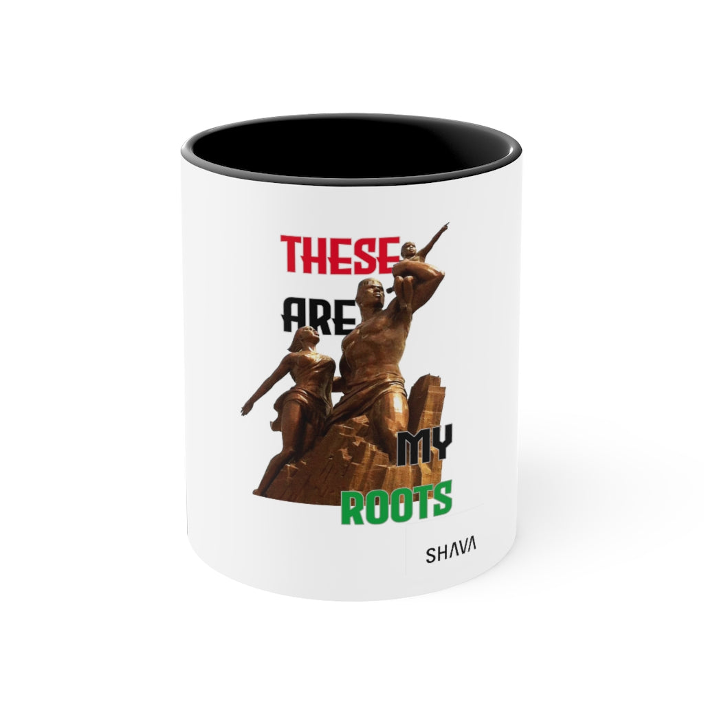 Affirmation Feminist pro choice White ceramic with black interior and handle - These are My Roots Printify