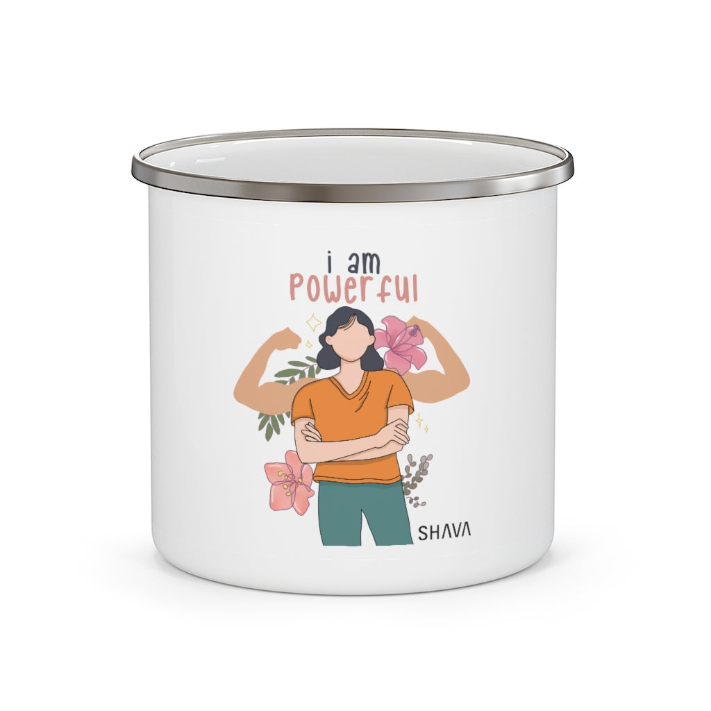 Affirmation Feminist pro choice 12oz Enamel Camping Mug - I am Powerful Printify