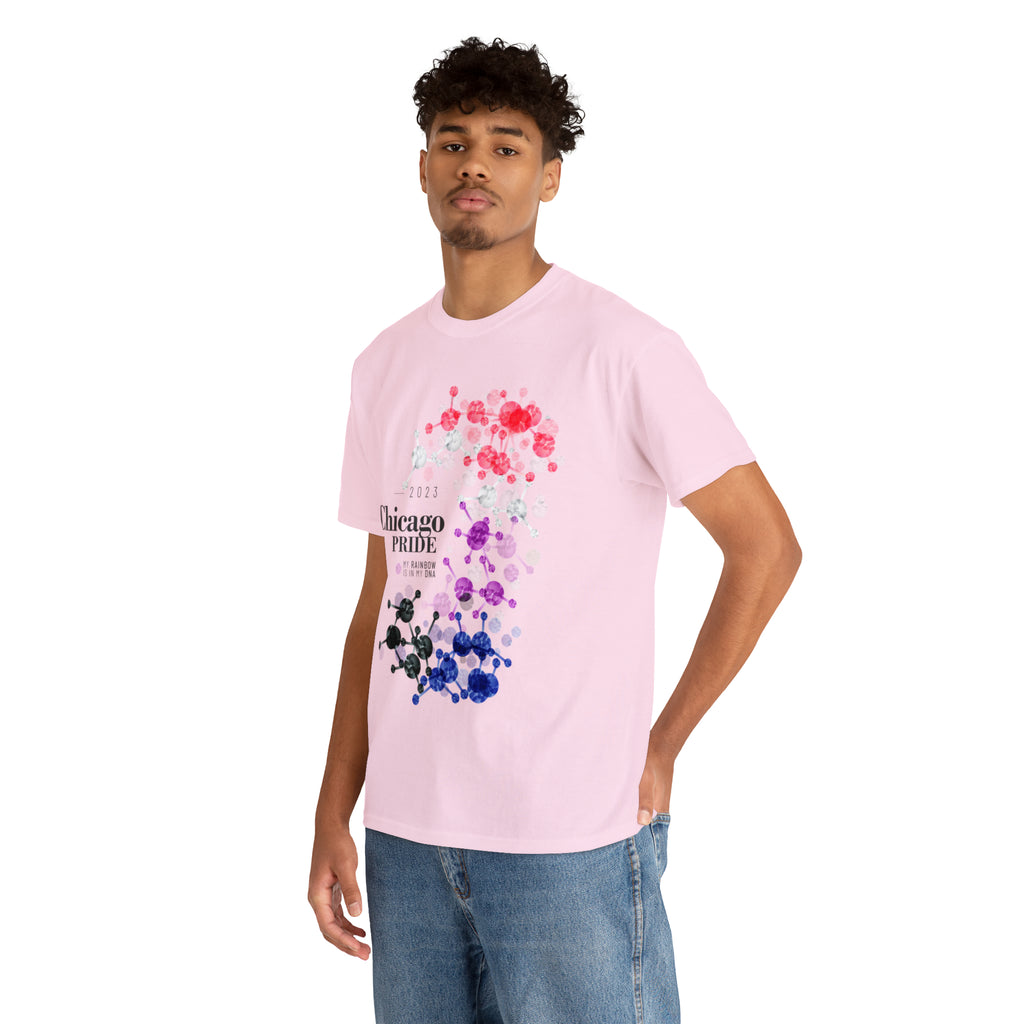 SHAVA CO Genderfluid Flag 2023 Pride, Chicago Unisex Heavy Cotton Tee - My Rainbow Is In My DNA Printify