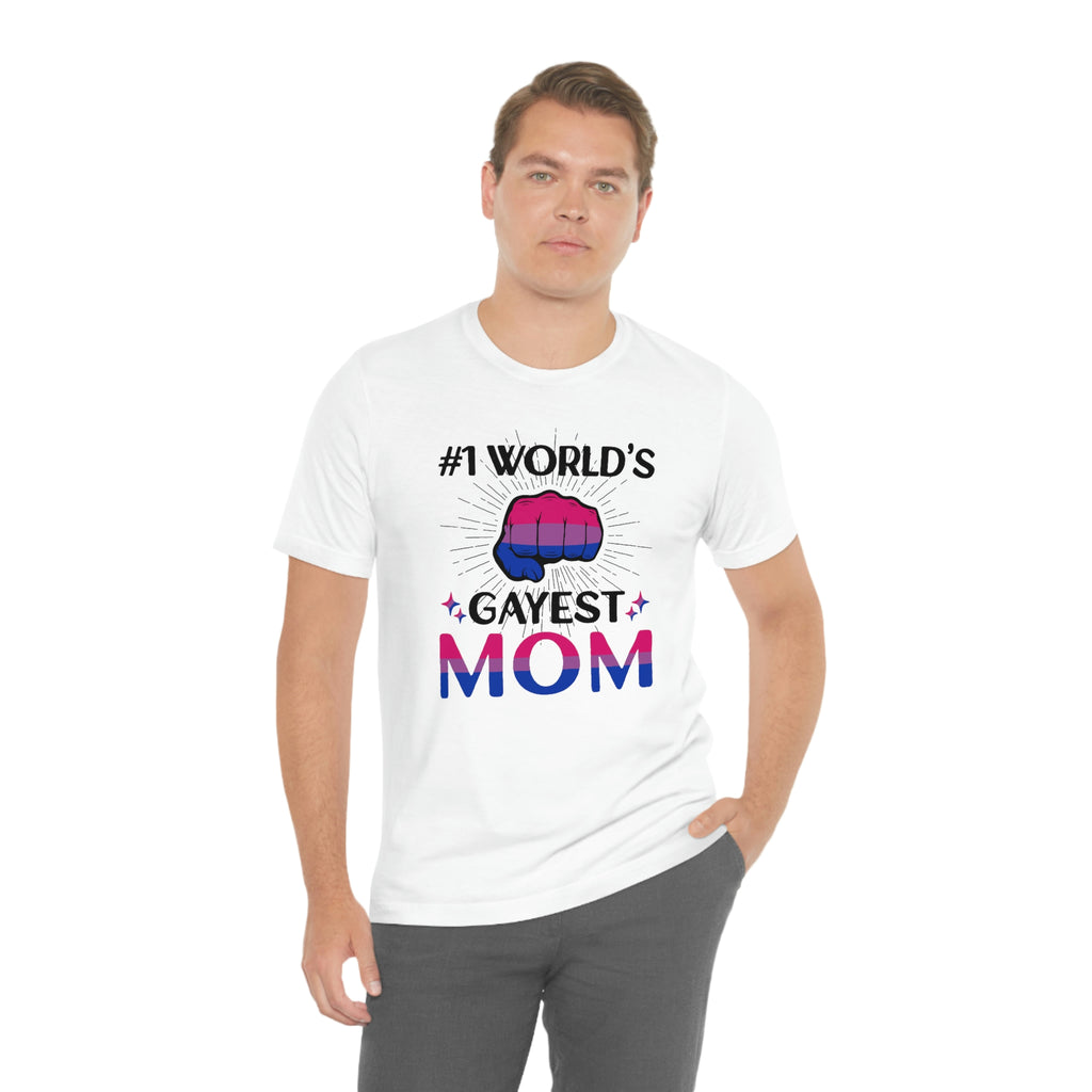 Bisexual Pride Flag Mother's Day Unisex Short Sleeve Tee - #1 World's Gayest Mom SHAVA CO