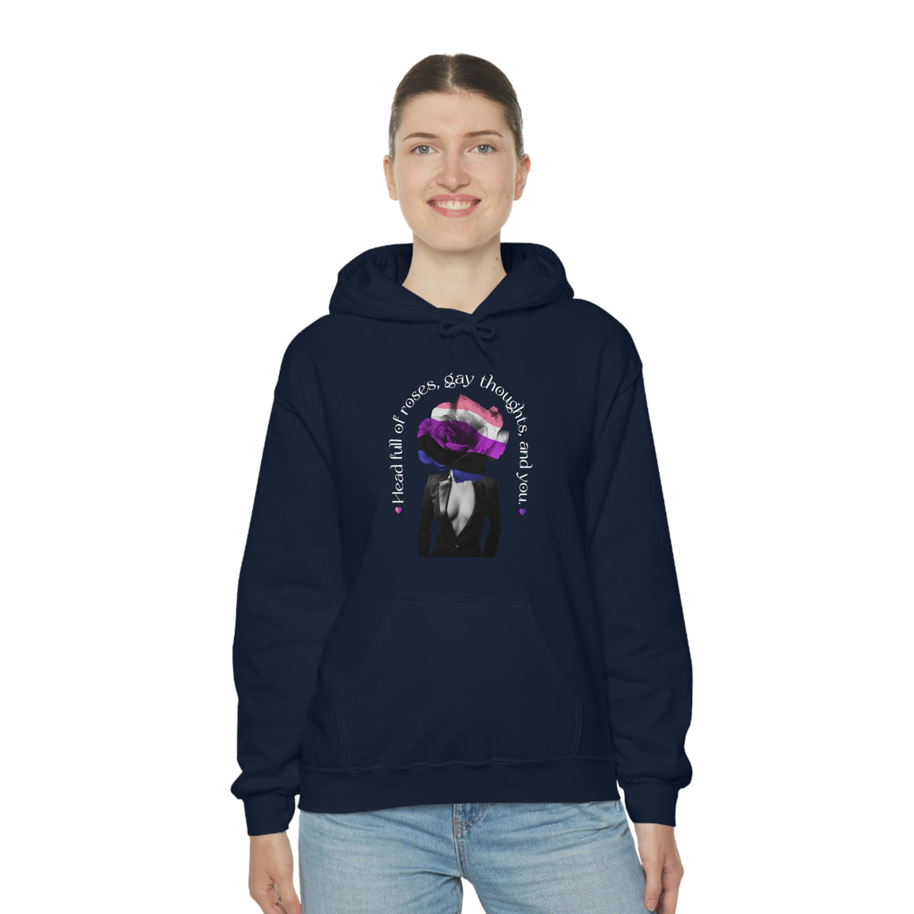 Genderfluid Flag LGBTQ Affirmation Hoodie Unisex Size - Head Full Of Roses Gay Thoughts, Gay Thoughts, and You. Printify