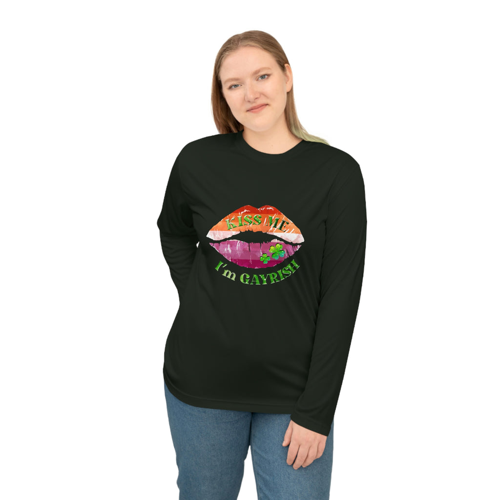 Lesbian Flag Unisex Performance Long Sleeve Shirt - Kiss Me Printify