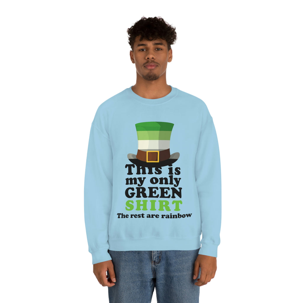 Aromantic Flag Heavy Blend Crewneck Sweatshirt St. Patricks Day Unisex Size - This Is My Only Green Shirt Printify