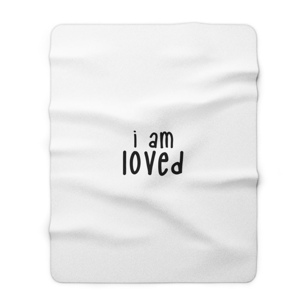 IAC  Home & Livings- Blankets / Sherpa Fleece Blanket / I am beautiful white with pink Printify