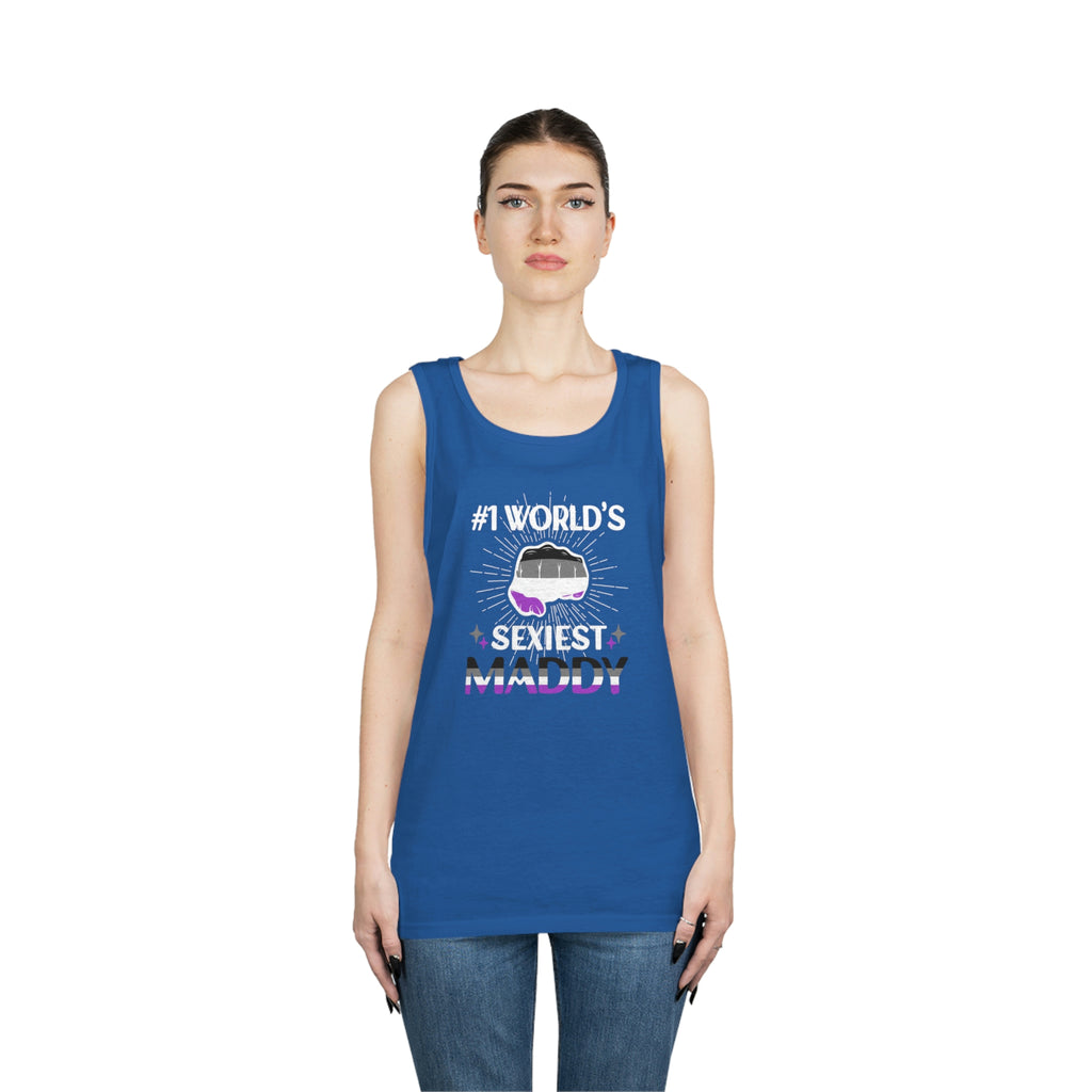 Asexual Pride Flag Heavy Cotton Tank Top Unisex Size - #1 World's Sexiest Maddy Printify