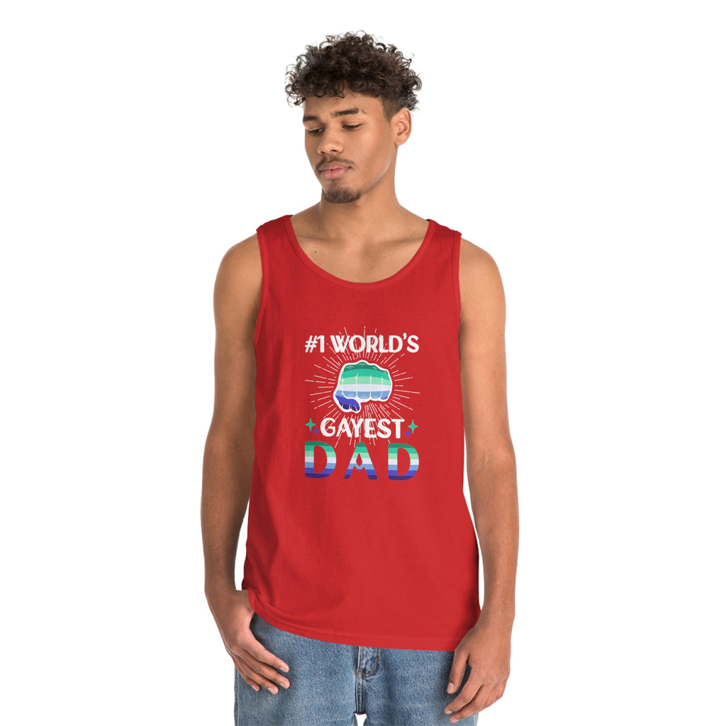 Gay Pride Flag Heavy Cotton Tank Top Unisex Size - #1 World's Gayest Dad Printify