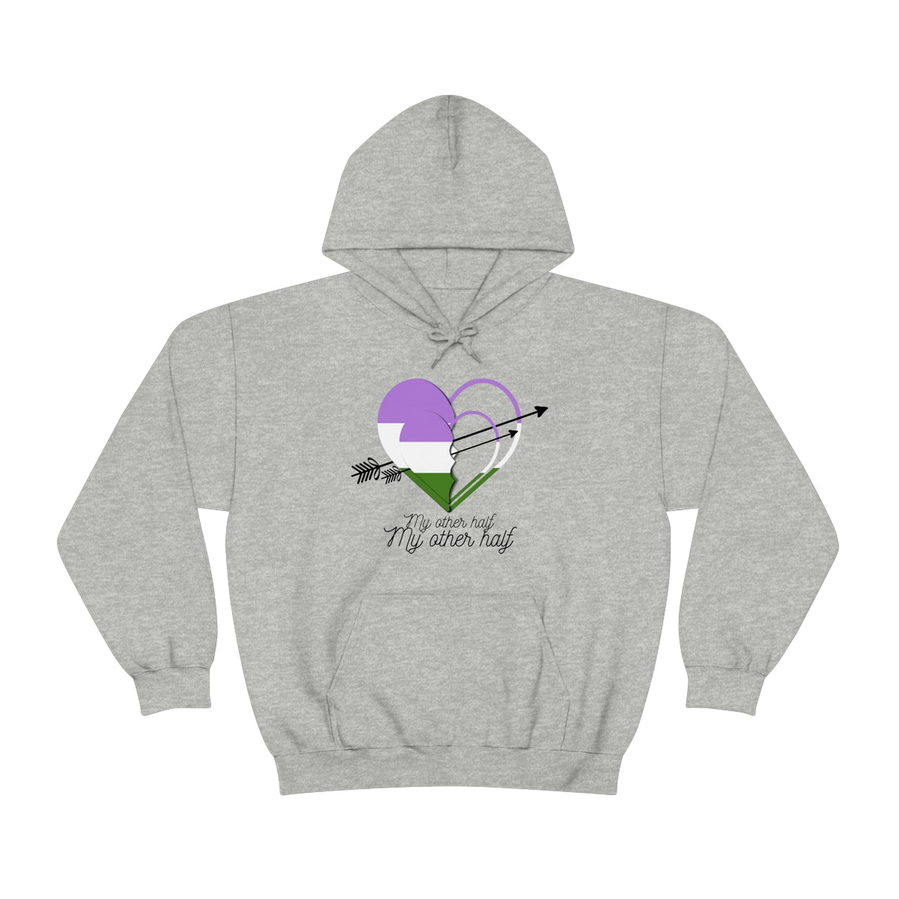 Genderqueer  Flag LGBTQ Affirmation Hoodie Unisex Size - The Other Half Printify