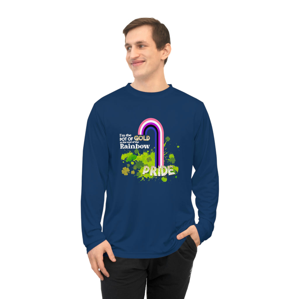 Genderfluid Flag Unisex Performance Long Sleeve Shirt - Pot of Gold at the End of My Rainbow Printify