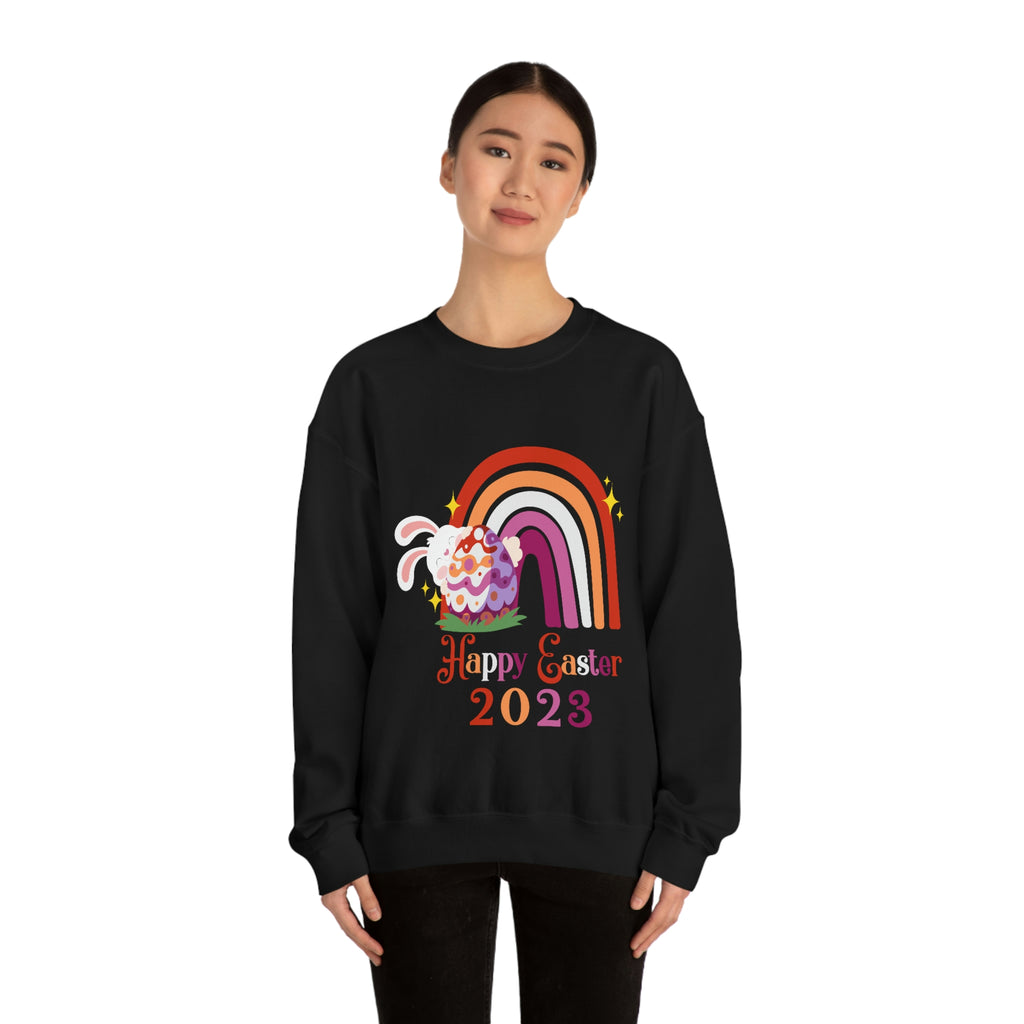 Lesbian Flag Heavy Blend Crewneck Sweatshirt Easter Festival Unisex Size - Happy Easter 2023 SHAVA