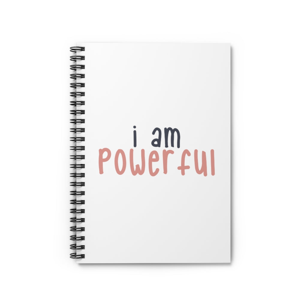 Affirmation Feminist Pro Choice Color Contrast Notebook & Journal - I Am Powerful (Black with pink) Printify