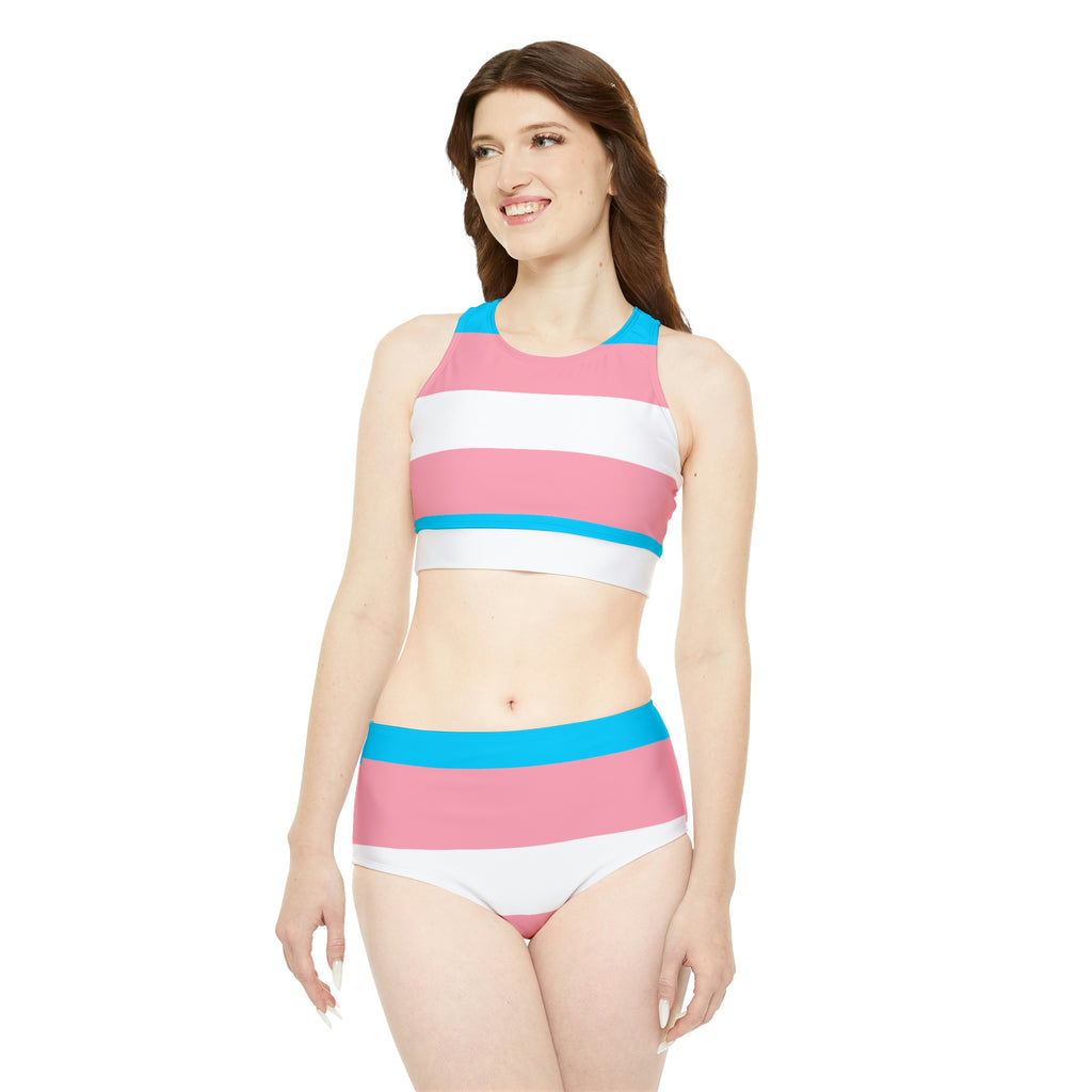 Transgender Pride Flag Sporty Bikini Set SHAVA CO