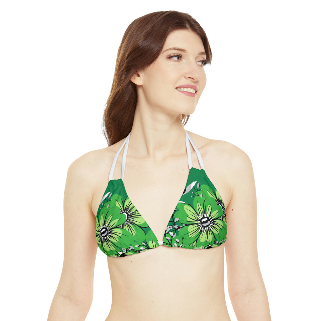 Aromantic Pride Flag Floral Strappy Triangle Bikini Top SHAVA CO