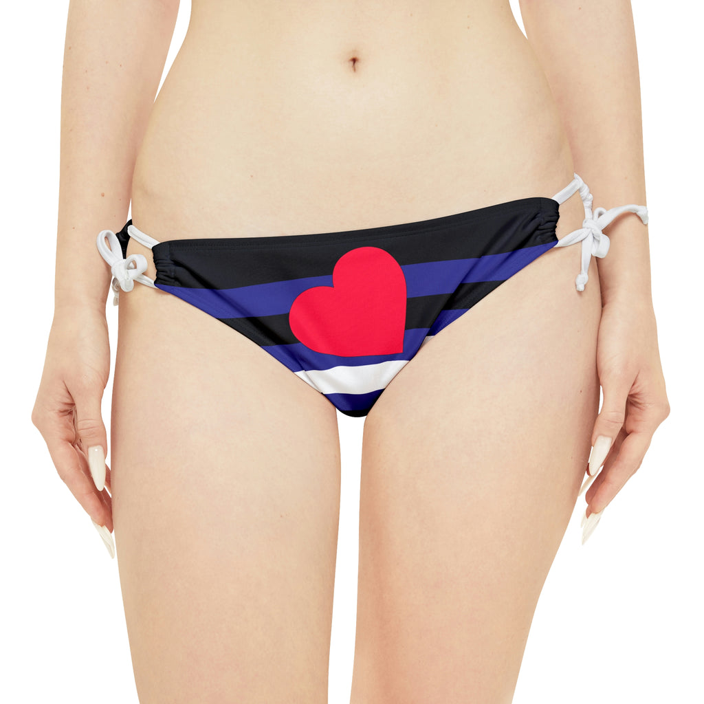 Leather Pride Flag Loop Tie Side Bikini Bottom Printify