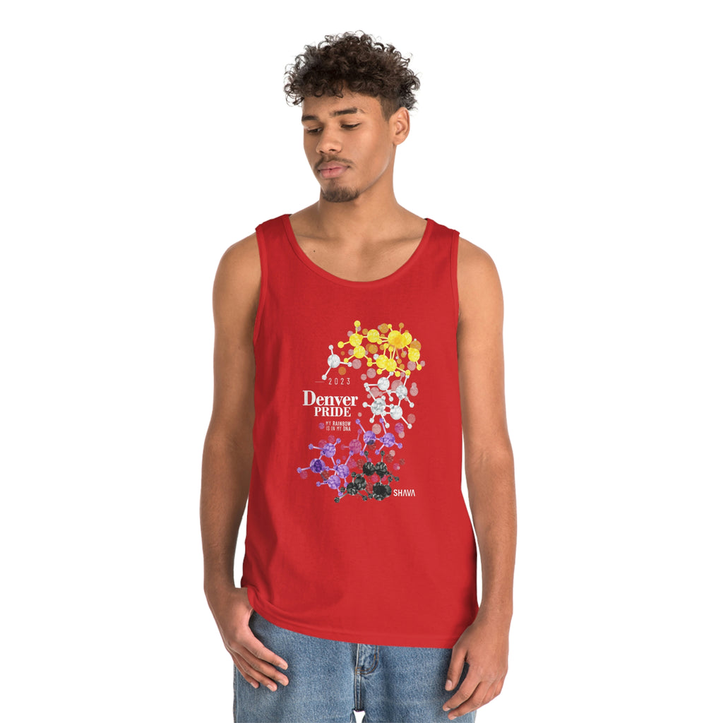 Non Binary Flag Denver Pride Heavy Cotton Tank Top Unisex Size - My Rainbow Is In My DNA SHAVA