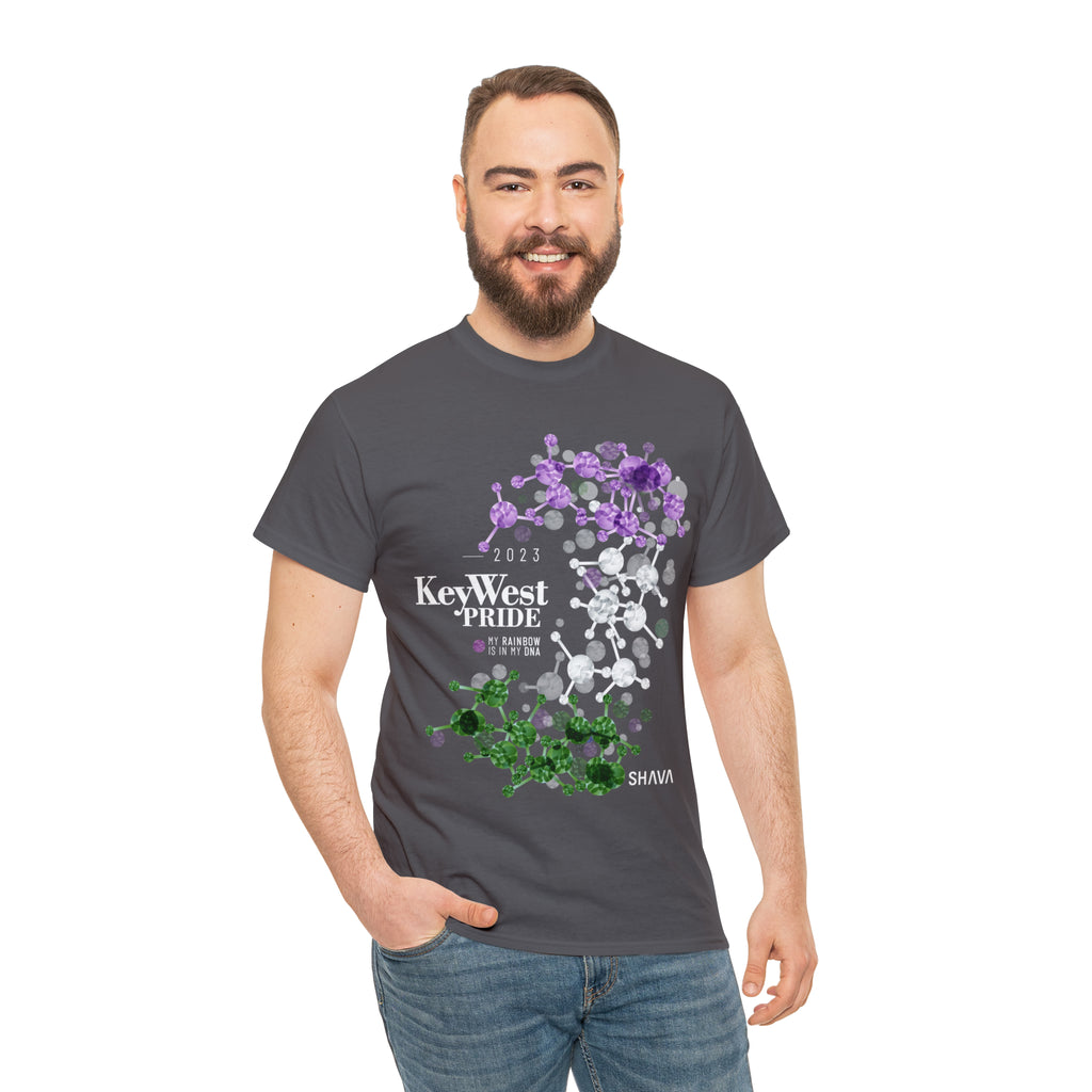 SHAVA CO Genderqueer Flag 2023 Pride, Key West Unisex Heavy Cotton Tee - My Rainbow Is In My DNA Printify
