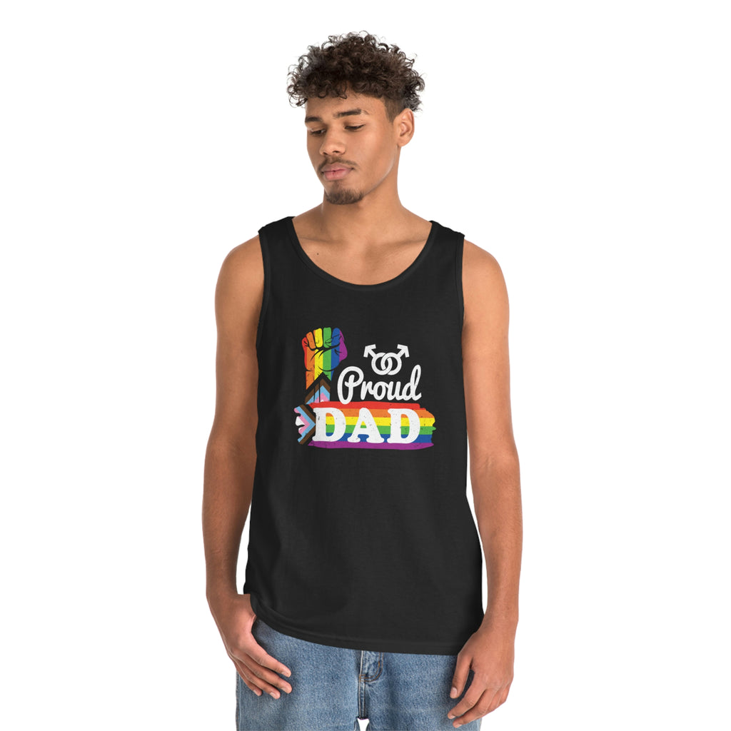 Progress Pride Flag Heavy Cotton Tank Top Unisex Size - Proud Dad Printify