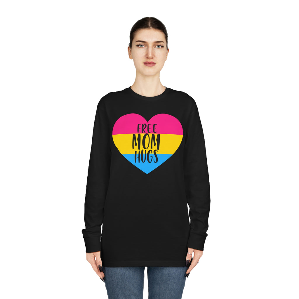 Pansexual Flag Long Sleeve Crewneck Tee - Free Mom Hugs Printify