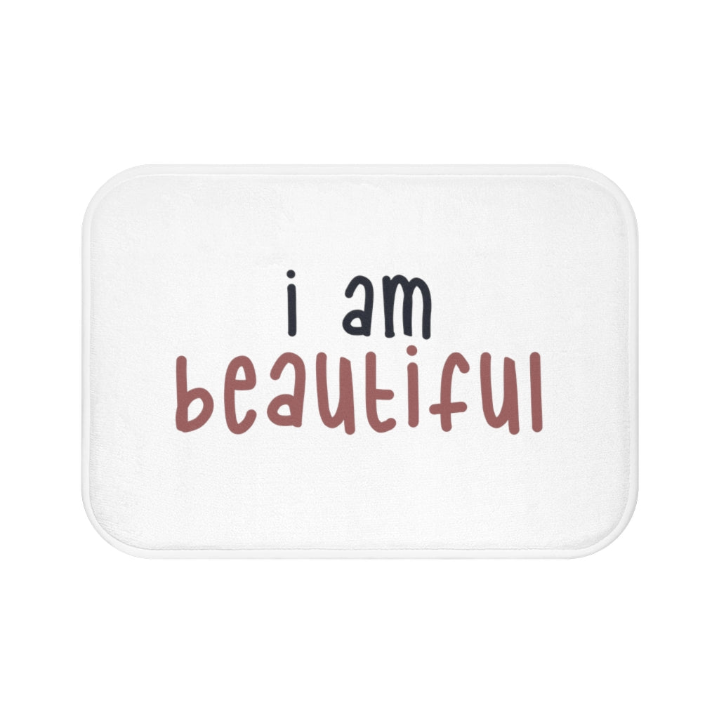 Affirmation Feminist Pro Choice Bath Mat - I Am Beautiful (pink) Printify