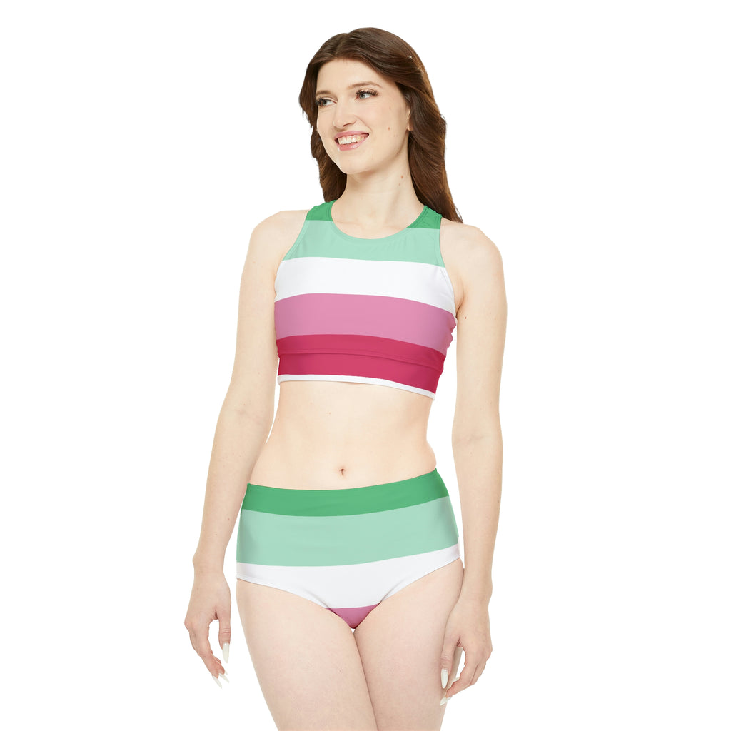 Abrosexual Pride Flag Sporty Bikini Set SHAVA CO