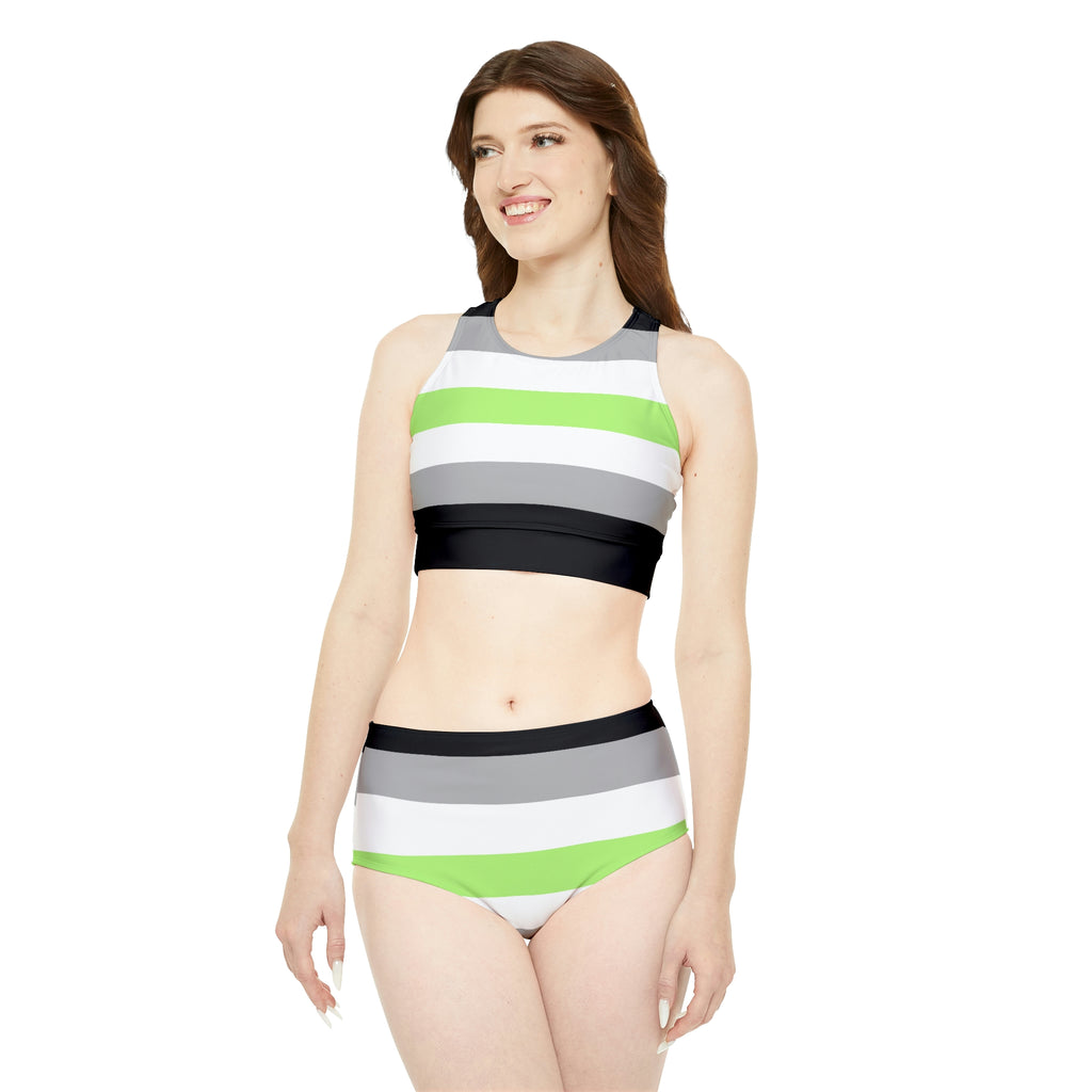 Agender Pride Flag Sporty Bikini Set SHAVA CO