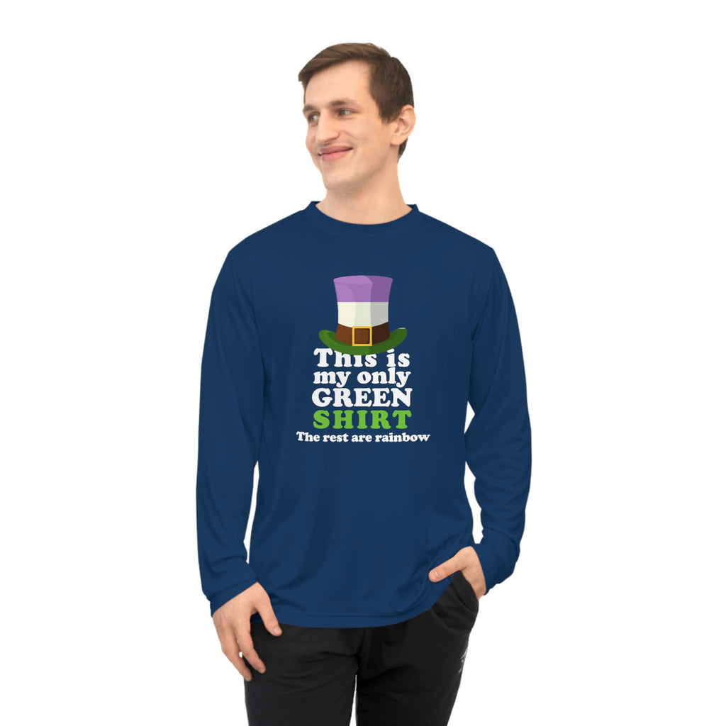 Genderqueer Flag Unisex Performance Long Sleeve Shirt - My Only Green Shirt Printify