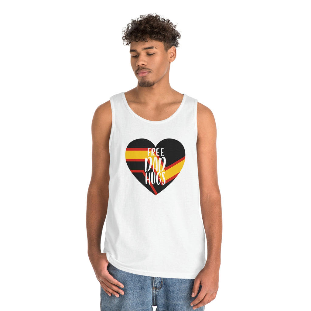 Rubber Pride Flag Heavy Cotton Tank Top Unisex Size - Free Dad Hugs Printify