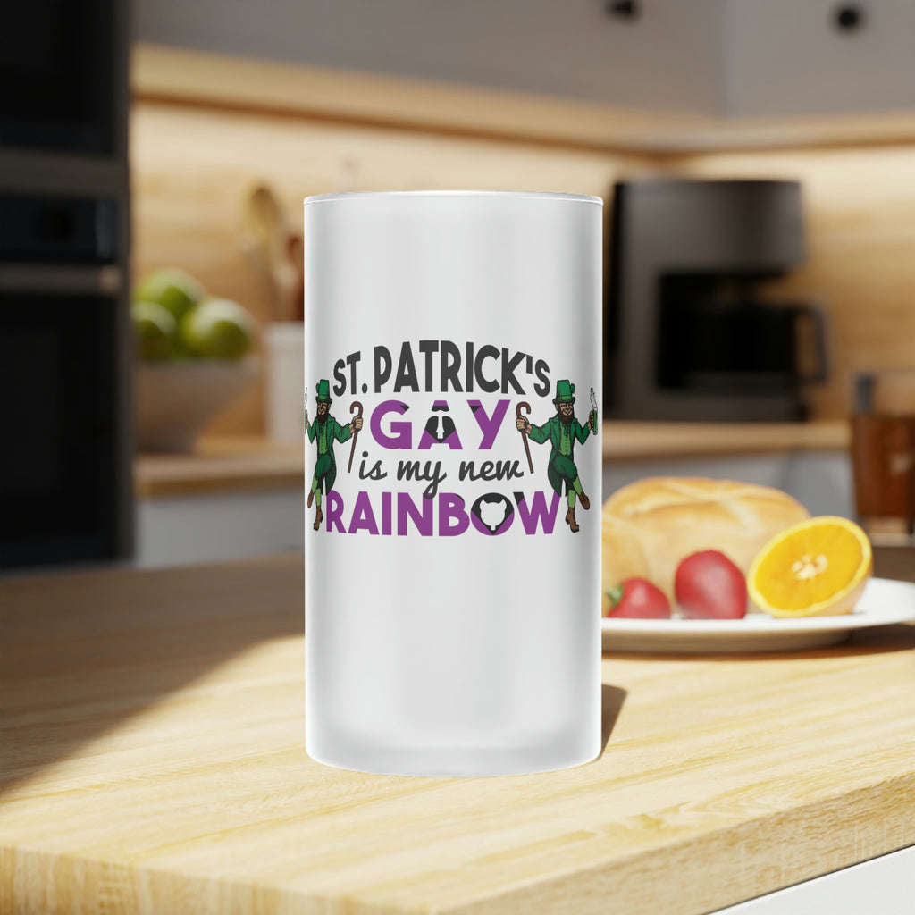 St. Patrick's Day Frosted Glass Beer Mug - Kiss Me Printify