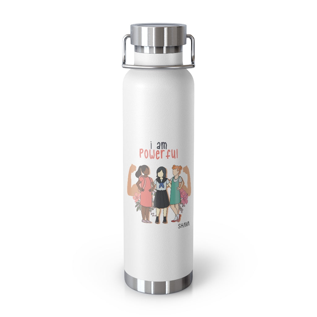 Affirmation Feminist pro choice Copper Vacuum insulated bottle 22oz -  I am Powerful (Little Girls) Printify