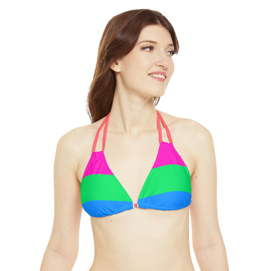 Polysexual Pride Flag Strappy Triangle Bikini Top SHAVA CO