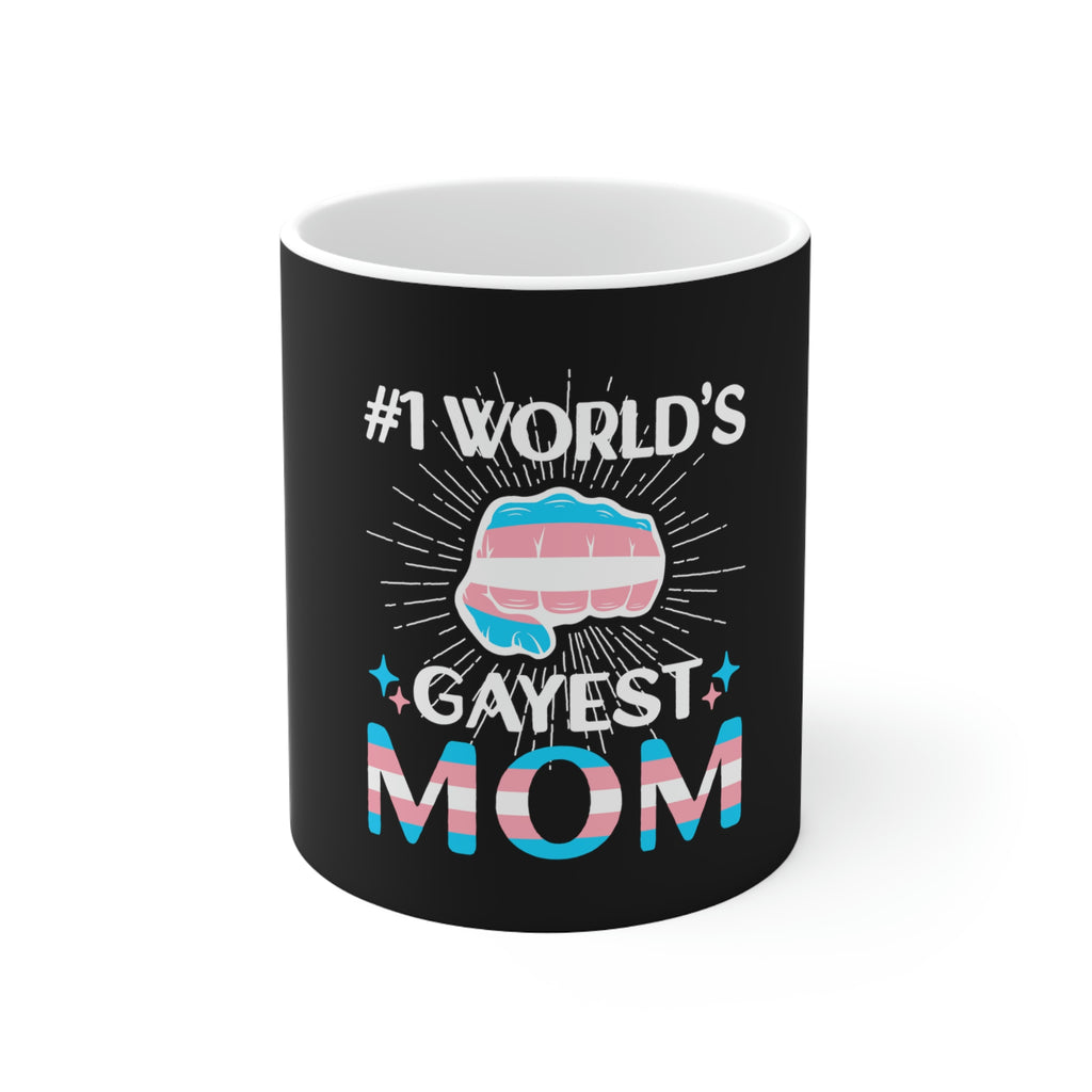 Transgender Flag Ceramic Mug  - #1 World's Gayest Mom Printify