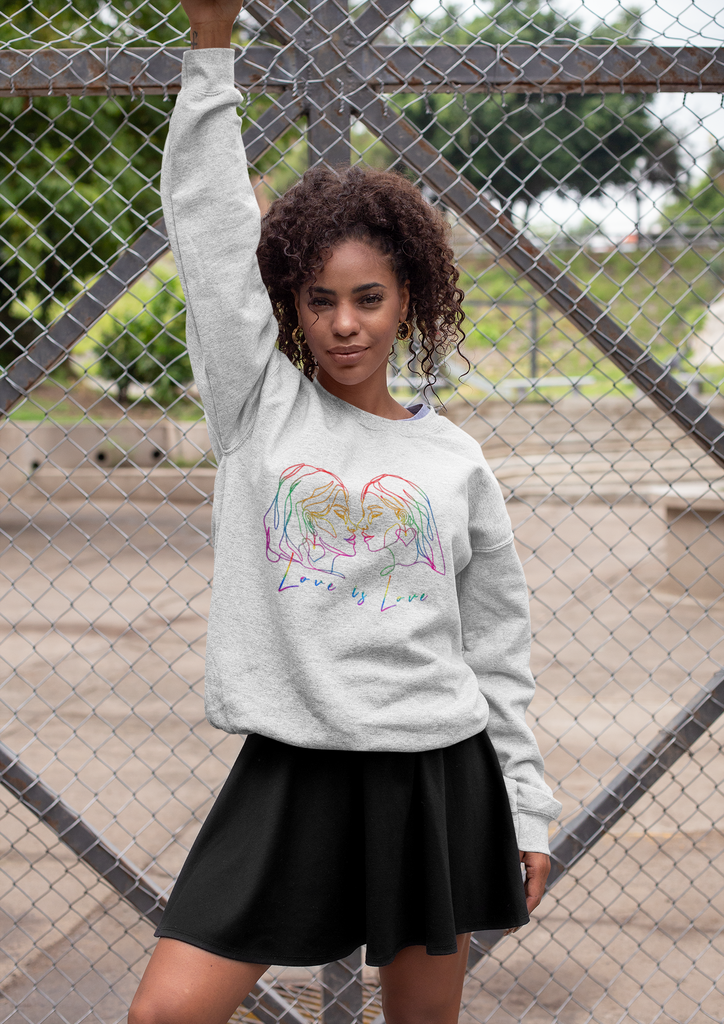 Lesbian Flag LGBTQ Affirmation Crewneck Sweatshirt Unisex Size - Love Is Love Printify