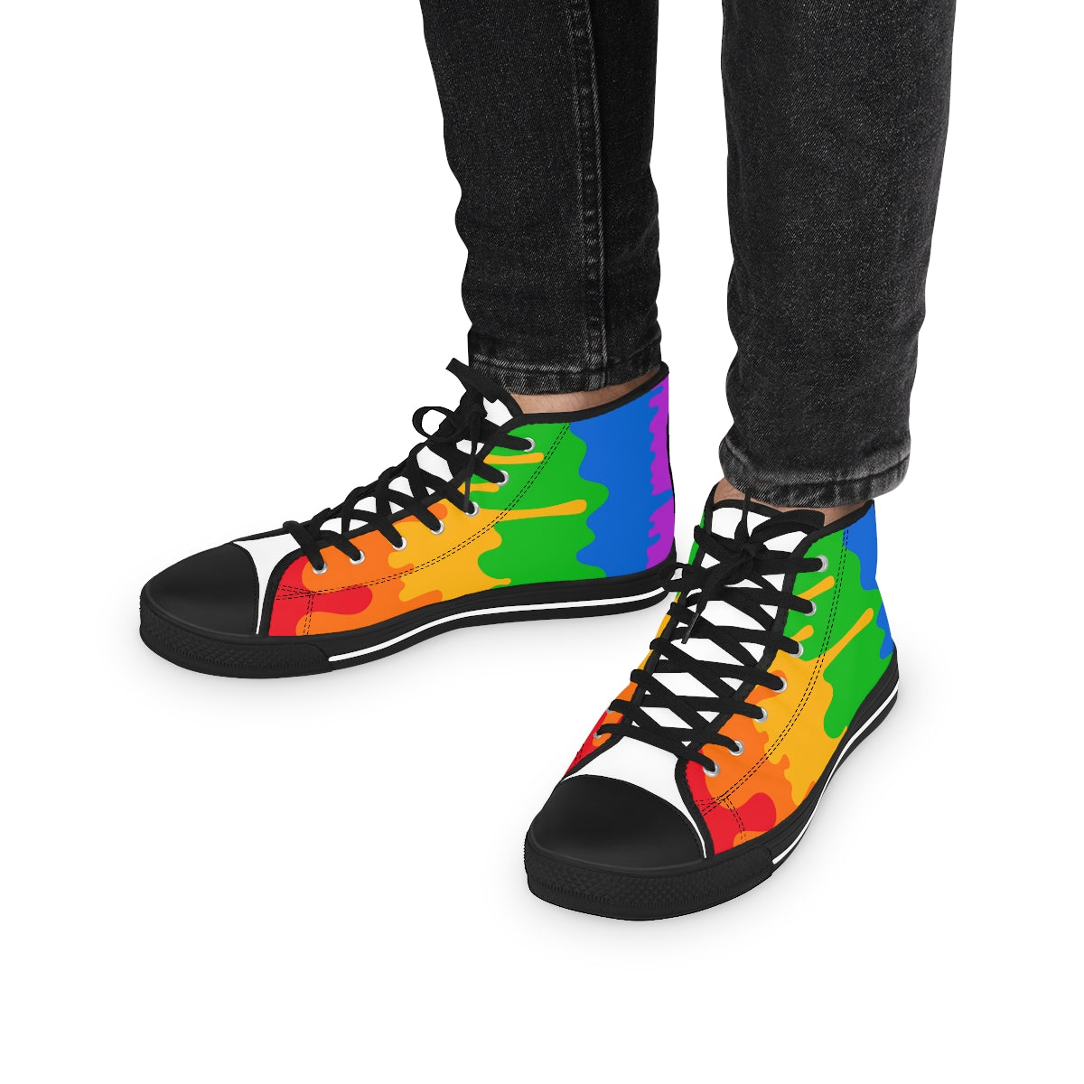 Pride Drip Rainbow Flag LGBTQ High Top Sneakers Unisex Size Printify