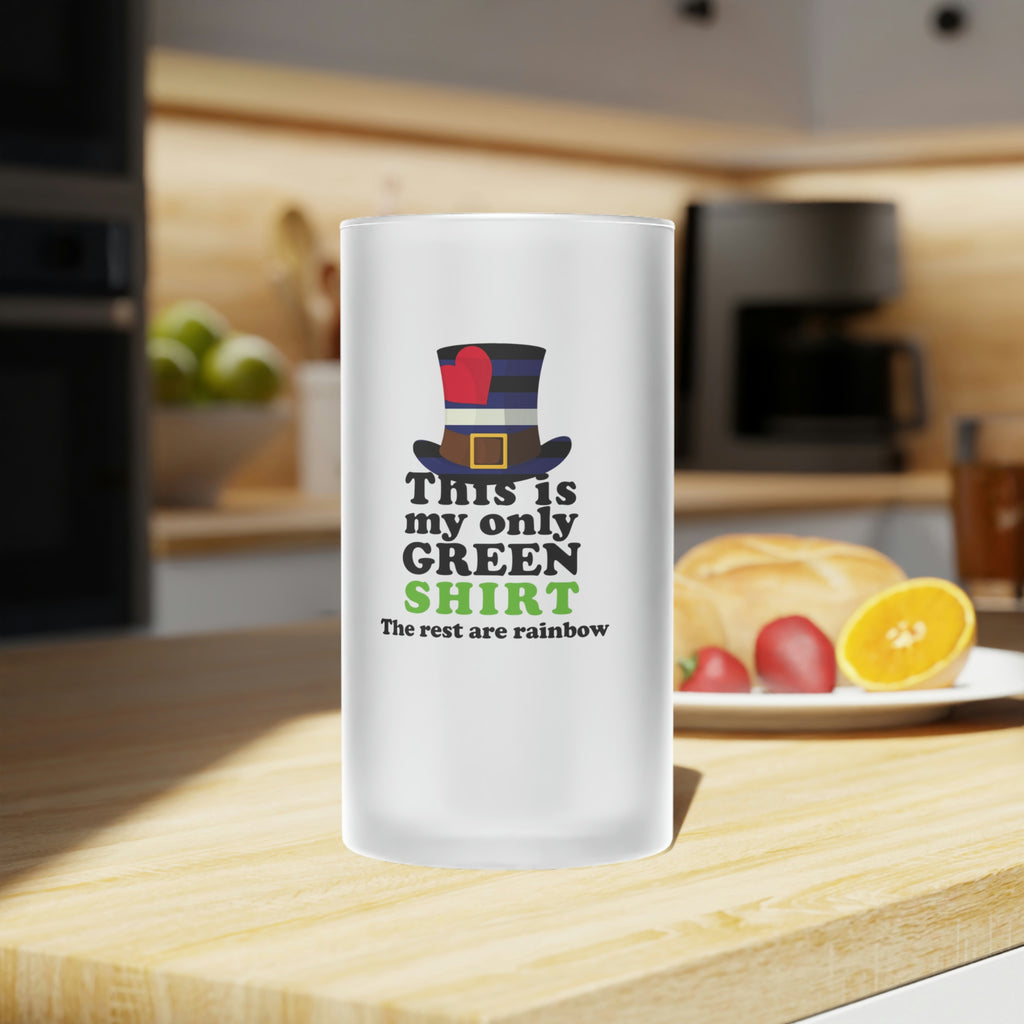 St. Patrick's Day Frosted Glass Beer Mug - This is My Only Green Shirt Printify