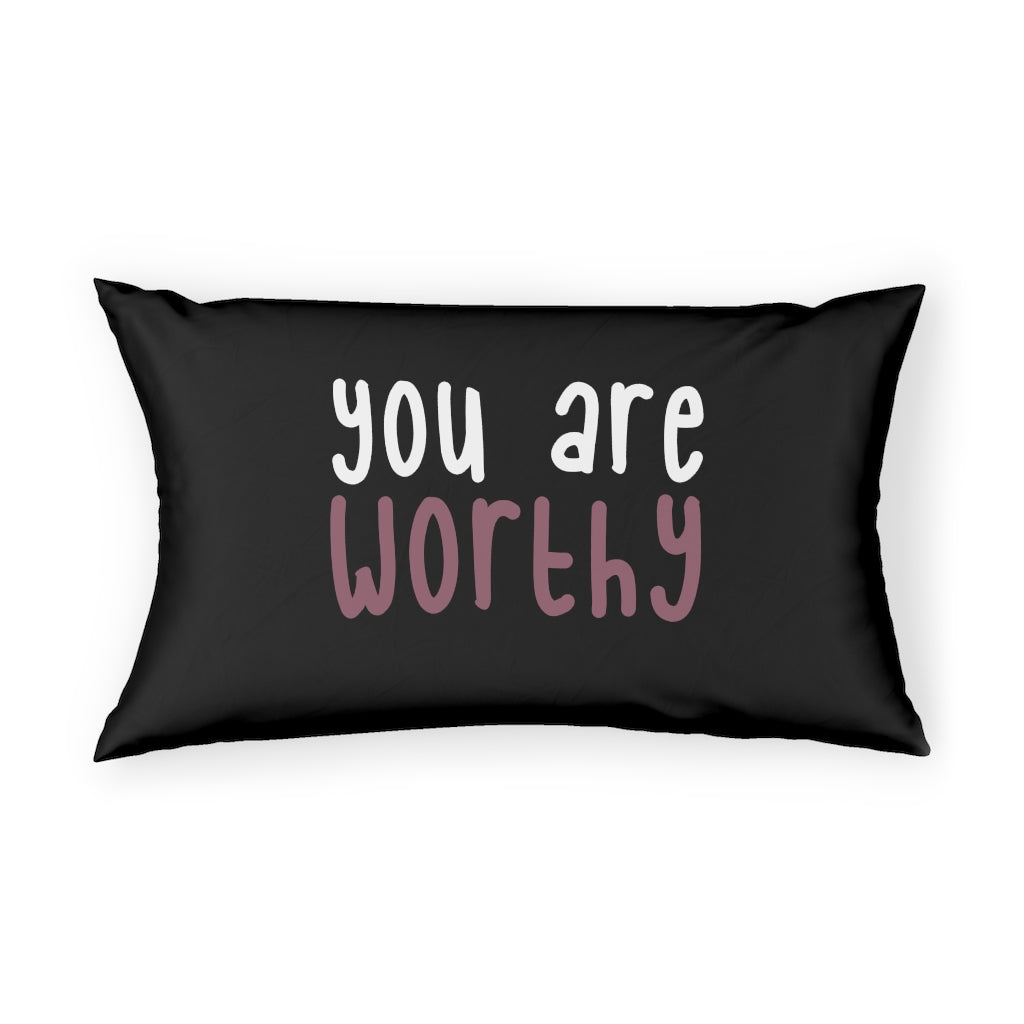 Affirmation Feminist Pro Choice Pillow Shams - I Am Worthy (white with pink centered) Printify