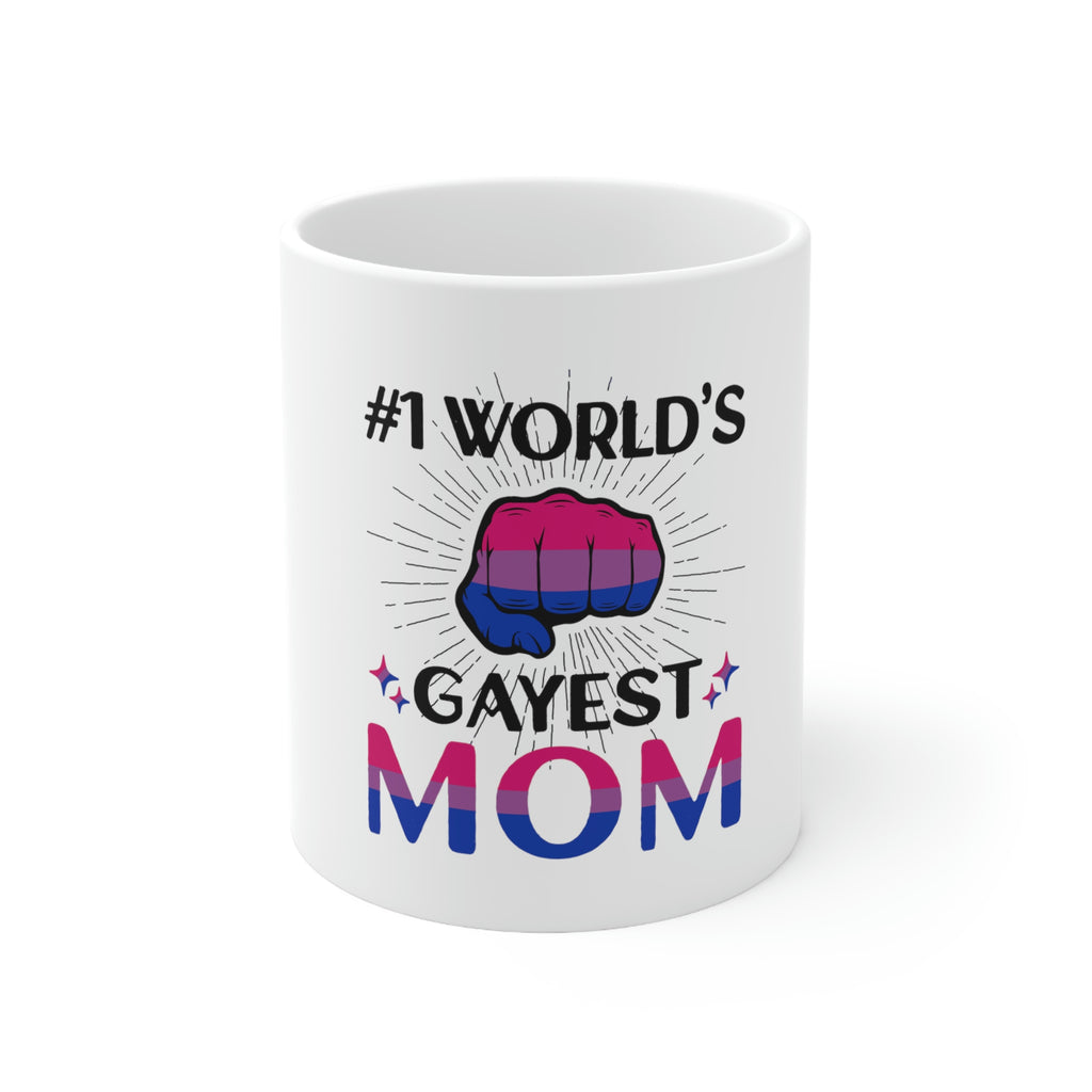 Bisexual Flag Ceramic Mug  - #1 World's Gayest Mom Printify