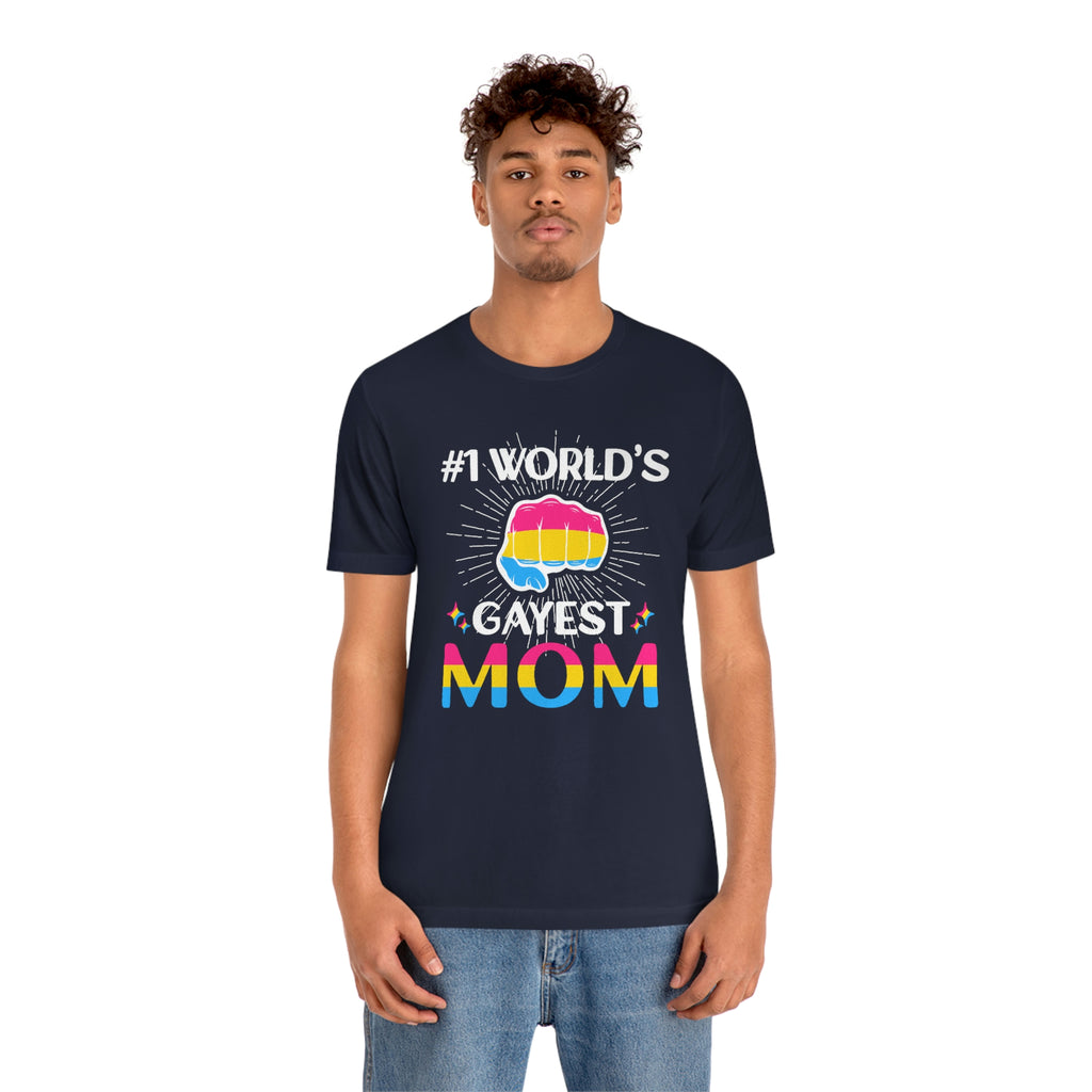 Pansexual Pride Flag Mother's Day Unisex Short Sleeve Tee - #1 World's Gayest Mom SHAVA CO