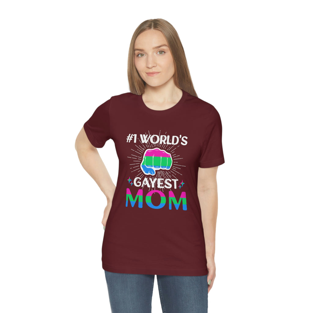 Polysexual Pride Flag Mother's Day Unisex Short Sleeve Tee - #1 World's Gayest Mom SHAVA CO